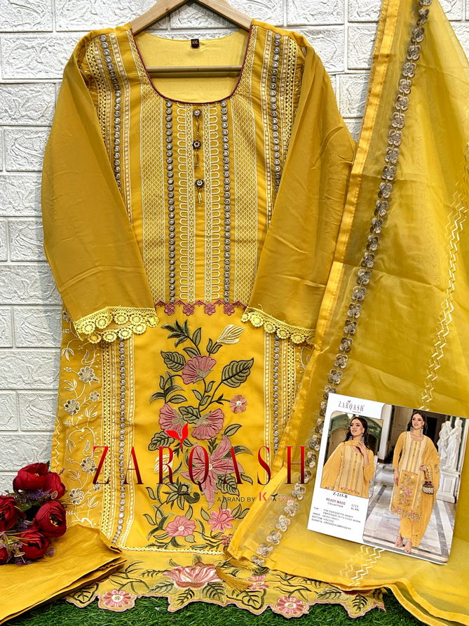 Z 215 Zarqash Embroidery Georgette Pakistani Readymade Suits Wholesale Shop In Surat